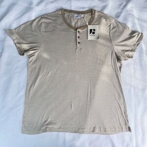 Frank‎ And Oak Mens Striped Henley Shirt XXL Organic Cotton Hemp Blend Button Up